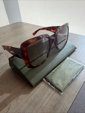 Longchamp Tortoiseshell Oversized Sunglasses  Gradient w/ Folding Case and Cloth